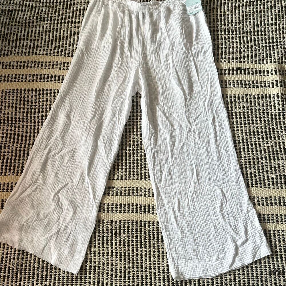 Shade & Shore Size Large 12/14 White cover up pants Swim wear pants NWT